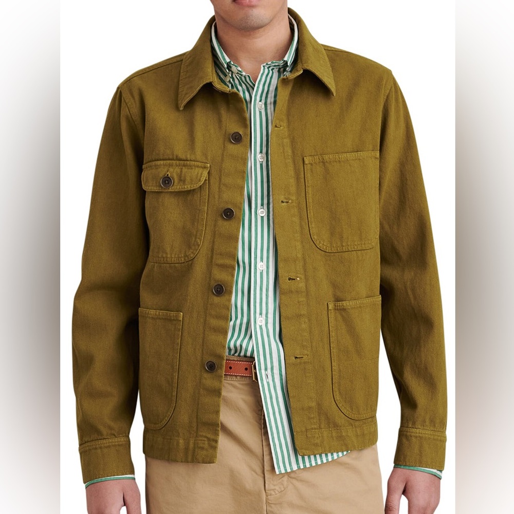 Alex Mill Garment Dyed Work Jacket in Golden Olive Medium